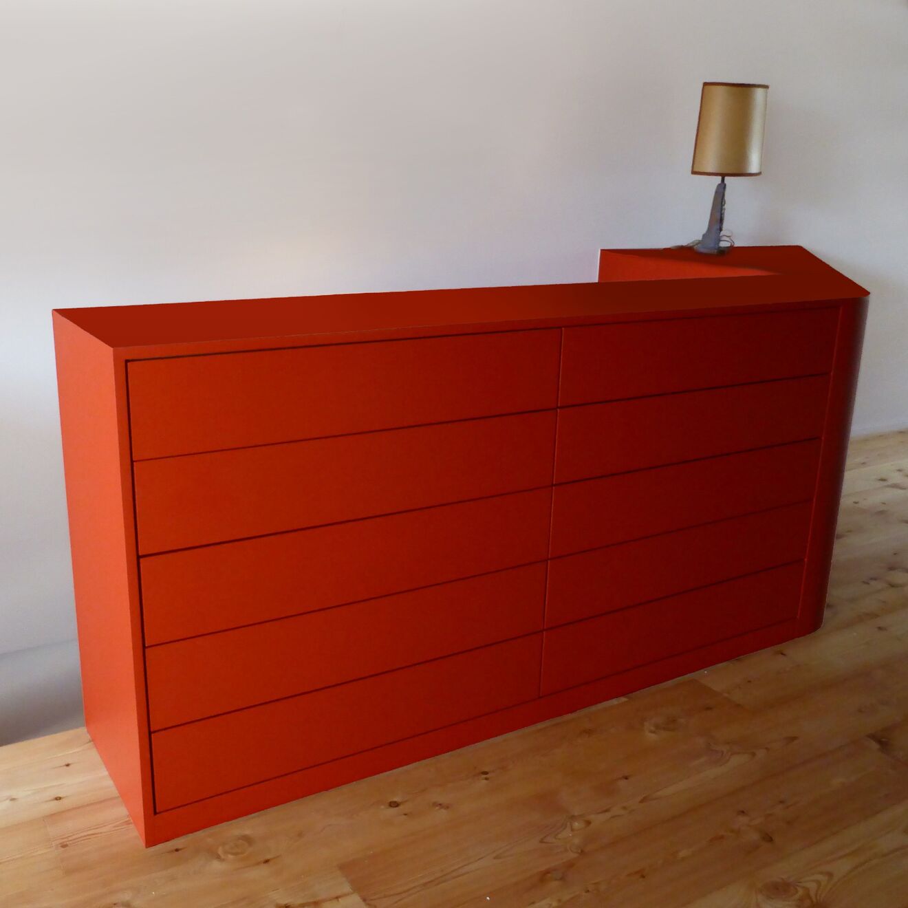 Schubladenmöbel, Sideboard als Geländer
